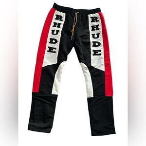 Rhude Racing Logo Slim Fit Windbreaker Pants Authentic